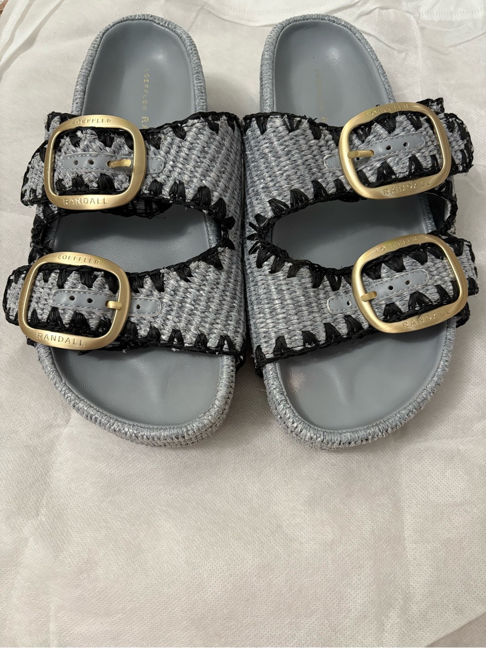 Loeffler Randall women's Gold-Buckle blue Woven
Slide Sandals - Picture 4 of 10
